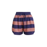 Essentiel Antwerp Vintage Pink And Purple Striped Mini Sports Shorts - Essentiel Antwerp Shorts - Colorful Belgian Design - Shop at Coveti