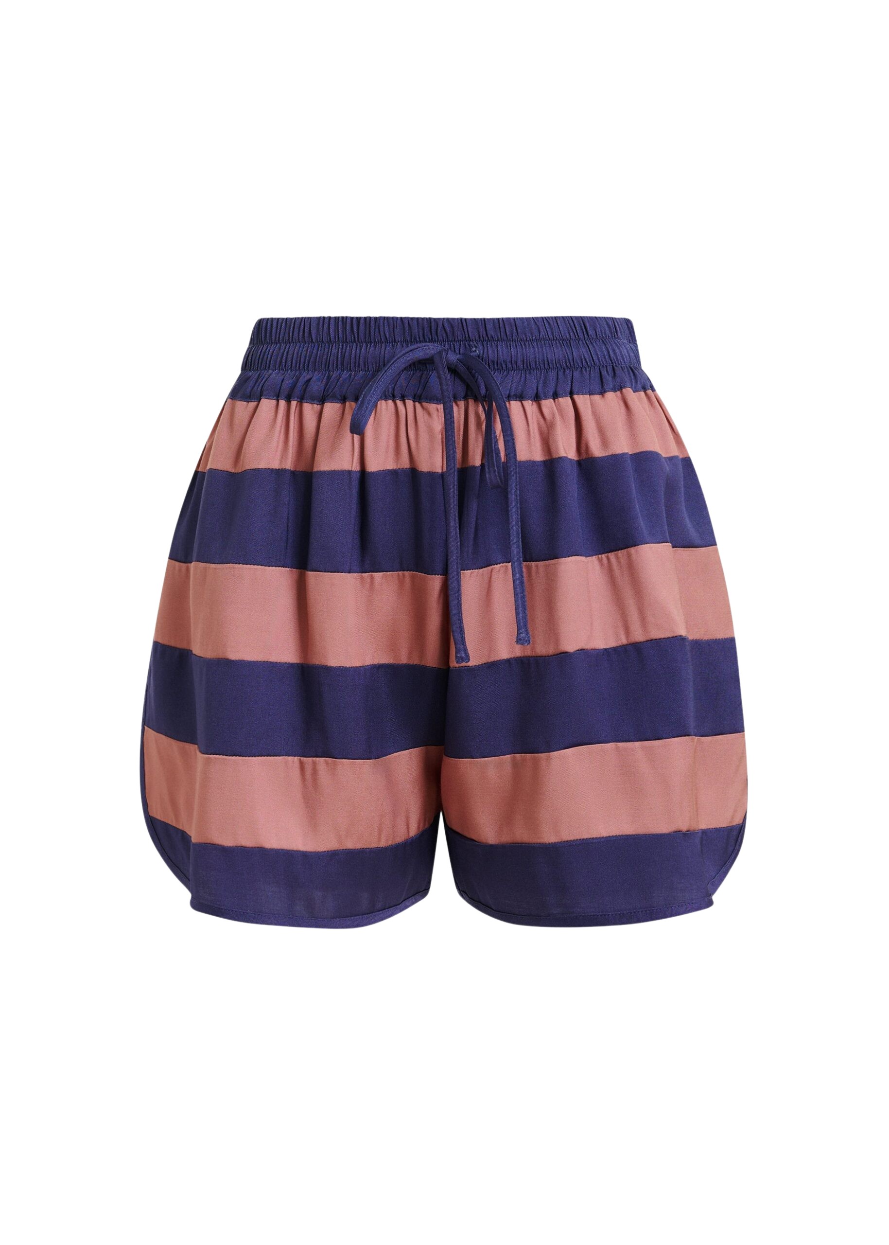 Essentiel Antwerp Vintage Pink And Purple Striped Mini Sports Shorts - Essentiel Antwerp Shorts - Colorful Belgian Design - Shop at Coveti