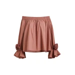 Essentiel Antwerp Vintage Pink Strapless Cotton Top With Rosette Details - Essentiel Antwerp Tops - Colorful Belgian Design - Shop at Coveti
