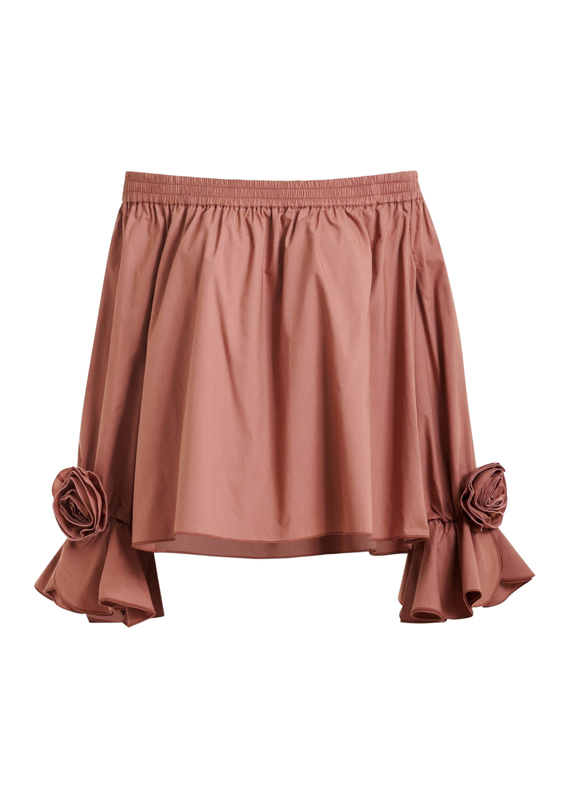 Essentiel Antwerp Vintage Pink Strapless Cotton Top With Rosette Details - Essentiel Antwerp Tops - Colorful Belgian Design - Shop at Coveti