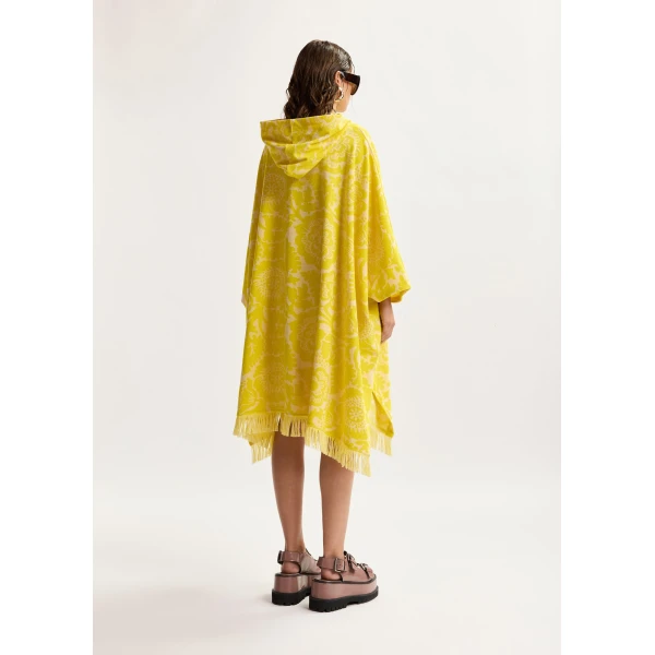 Essentiel Antwerp Yellow Floral Jacquard Cotton-Blend Midi Dress With Hood, view 5