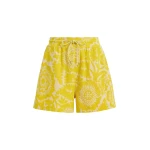 Essentiel Antwerp Yellow Floral Jacquard Cotton-Blend Shorts With Drawstring Waist - Essentiel Antwerp Shorts - Colorful Belgian Design - Shop at Coveti