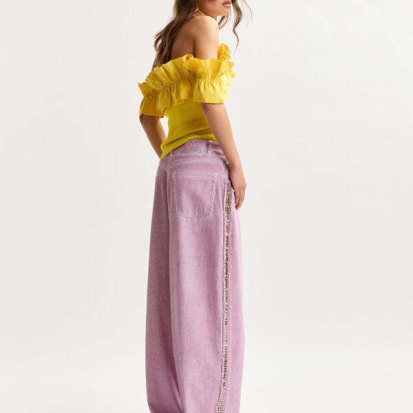 Essentiel Antwerp Yellow Off-Shoulder Knit Top With Ruffle Trim - Essentiel Antwerp Tops - Colorful Belgian Design - Shop at Coveti