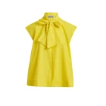 Essentiel Antwerp Yellow Sleeveless Top With Tie Neckline - Essentiel Antwerp Tops - Colorful Belgian Design - Shop at Coveti
