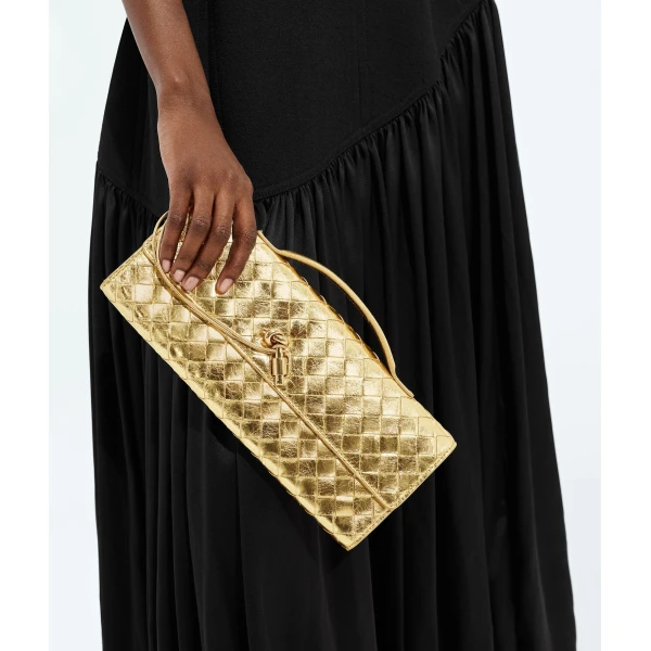 Khaite Women's Andiamo Clutch in Gold - Gold Clutch Bags - The Lotus Tote Bag - Shop at Coveti