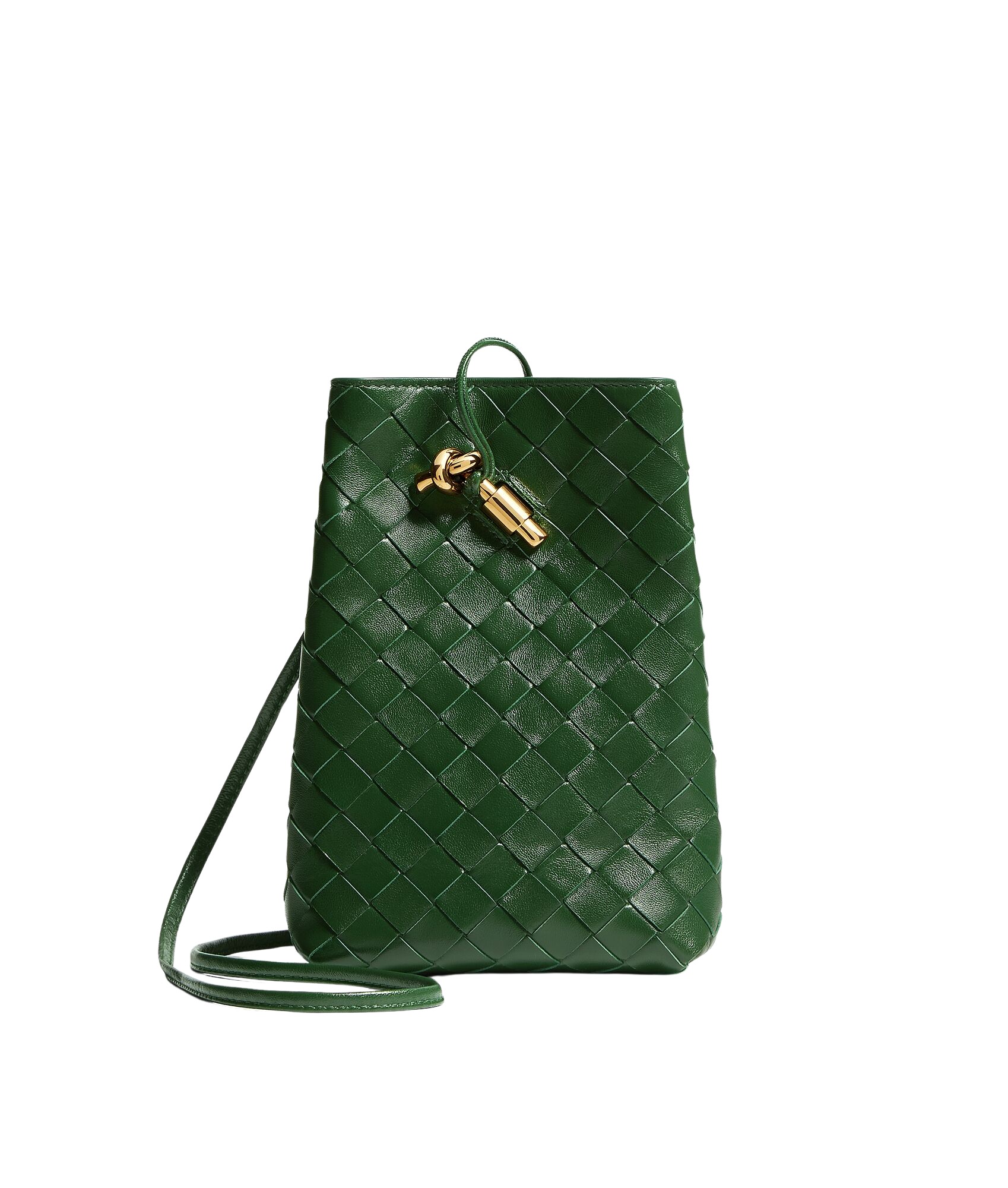 Green-Womens-Andiamo-Phone-Pouch-in-Basil-coveti26127_nobg Khaite Women's Andiamo Phone Pouch in Basil - Green Mini Bags - The Lotus Tote Bag - Shop at Coveti