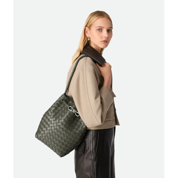 Khaite Women's Small Andiamo Bucket in Pickle - Green Bucket Bags - The Lotus Tote Bag - Shop at Coveti
