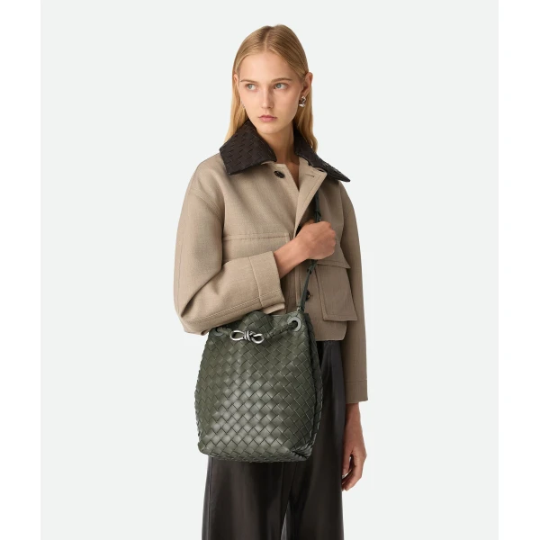 Khaite Women's Small Andiamo Bucket in Pickle - Green Bucket Bags - The Lotus Tote Bag - Shop at Coveti