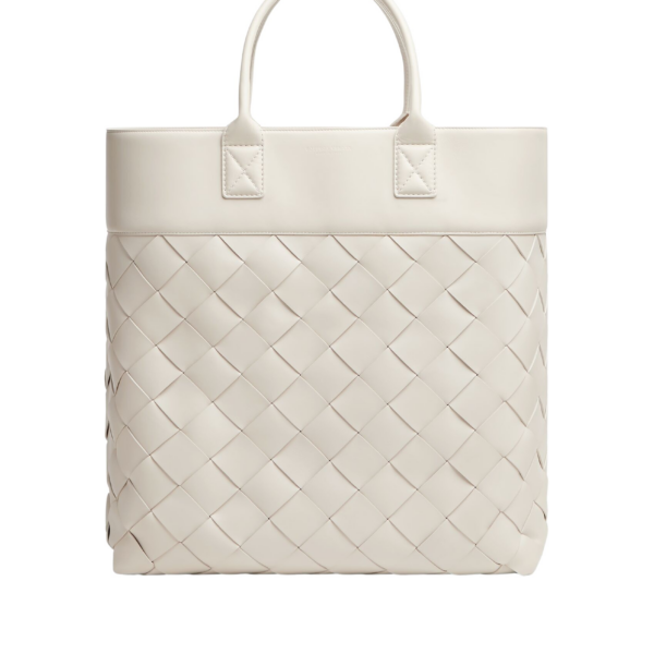 Khaite Maxi Intreccio Tote in Mist - Grey Totes & Top-Handle Bags - The Lotus Tote Bag - Shop at Coveti