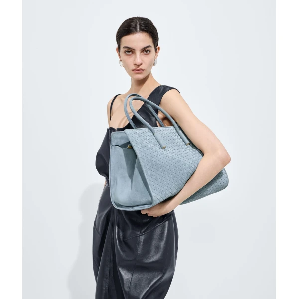 Khaite Women's Barbara Tote in Mineral - Grey Totes & Top-Handle Bags - The Lotus Tote Bag - Shop at Coveti