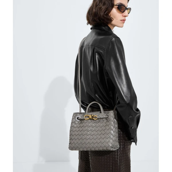 Khaite Women's Small Andiamo in Basalt - Grey Totes & Top-Handle Bags - The Lotus Tote Bag - Shop at Coveti