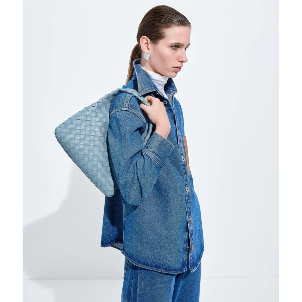 Khaite Women's Small Campana in Mineral - Grey Shoulder & Crossbody Bags - The Lotus Tote Bag - Shop at Coveti
