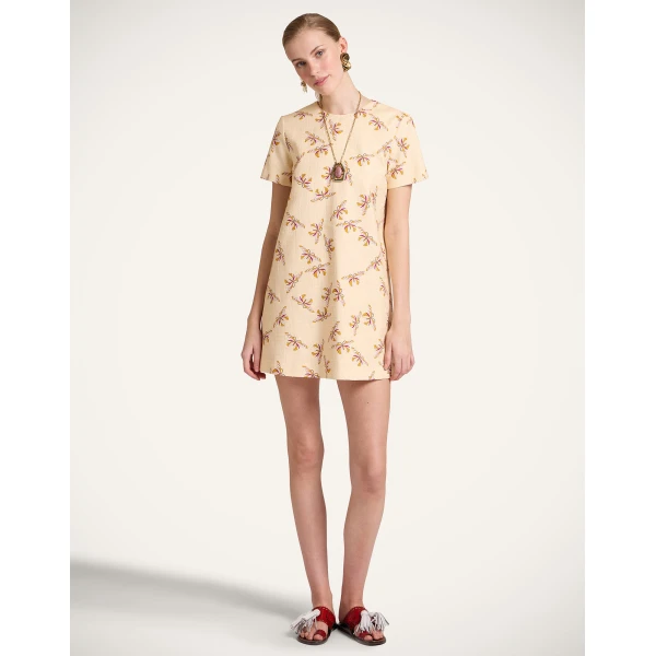 La DoubleJ Angelica Dress Queen Peony Blue in Punto Milano Jersey - Dresses - Milanese Maximalist Fashion at Coveti