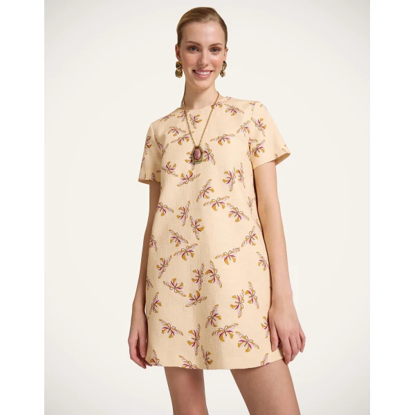 La DoubleJ Angelica Dress Queen Peony Blue in Punto Milano Jersey - Dresses - Milanese Maximalist Fashion at Coveti