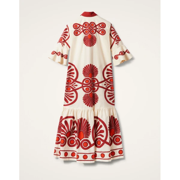 La DoubleJ Artemis Dress Medallion Placée Cream in Cotton Poplin - Dresses - Milanese Maximalist Fashion at Coveti