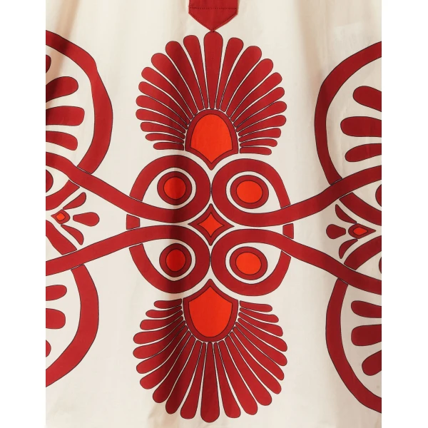 La DoubleJ Artemis Dress Medallion Placée Cream in Cotton Poplin - Dresses - Milanese Maximalist Fashion at Coveti