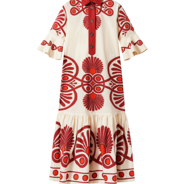 La DoubleJ Artemis Dress Medallion Placée Cream in Cotton Poplin - Dresses - Milanese Maximalist Fashion at Coveti
