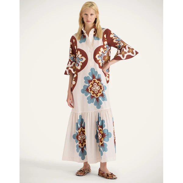 La DoubleJ Artemis Dress Palazzo Placée Chocolate in Cotton Poplin - Dresses - Milanese Maximalist Fashion at Coveti