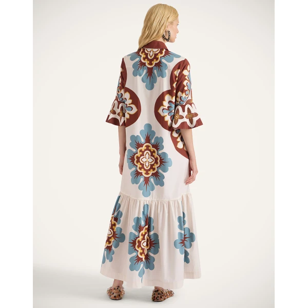 La DoubleJ Artemis Dress Palazzo Placée Chocolate in Cotton Poplin - Dresses - Milanese Maximalist Fashion at Coveti