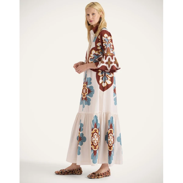 La DoubleJ Artemis Dress Palazzo Placée Chocolate in Cotton Poplin - Dresses - Milanese Maximalist Fashion at Coveti