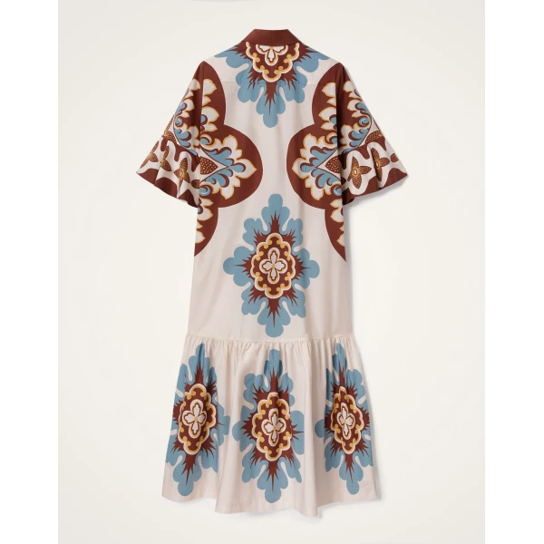 La DoubleJ Artemis Dress Palazzo Placée Chocolate in Cotton Poplin - Dresses - Milanese Maximalist Fashion at Coveti