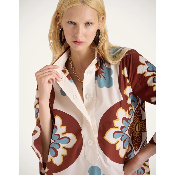 La DoubleJ Artemis Dress Palazzo Placée Chocolate in Cotton Poplin - Dresses - Milanese Maximalist Fashion at Coveti