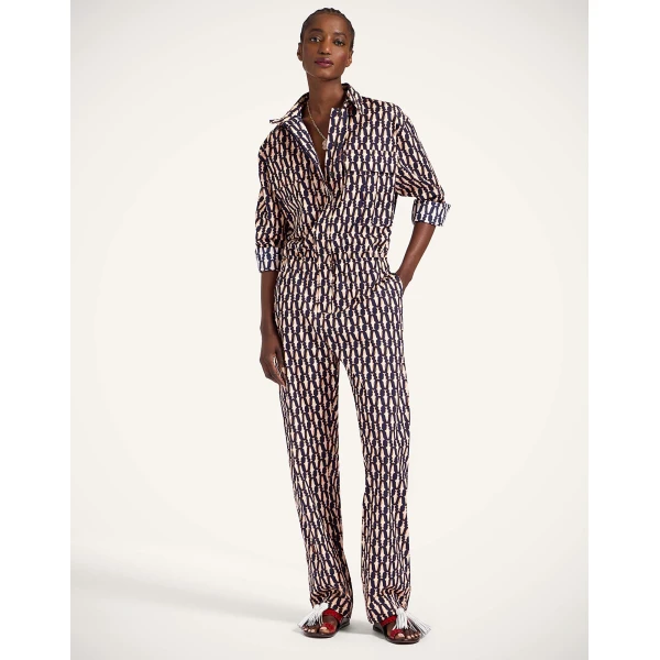 La DoubleJ Aviator Jumpsuit Pesciolini Blue in Summer Poplin -  - Milanese Maximalist Fashion at Coveti