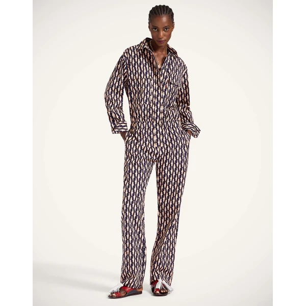 La DoubleJ Aviator Jumpsuit Pesciolini Blue in Summer Poplin -  - Milanese Maximalist Fashion at Coveti