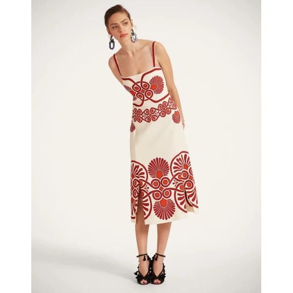 La DoubleJ Buy Me A Martini Dress Medallion Placée Cream in Envers Satin - Dresses - Milanese Maximalist Fashion at Coveti