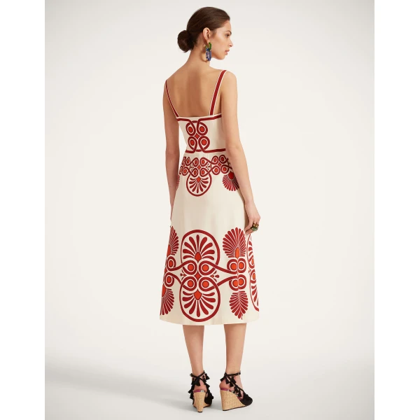 La DoubleJ Buy Me A Martini Dress Medallion Placée Cream in Envers Satin - Dresses - Milanese Maximalist Fashion at Coveti