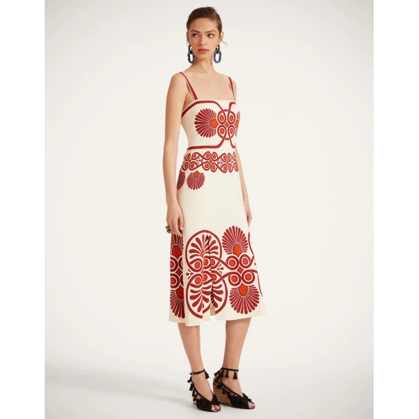 La DoubleJ Buy Me A Martini Dress Medallion Placée Cream in Envers Satin - Dresses - Milanese Maximalist Fashion at Coveti