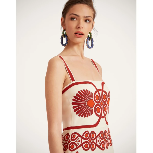 La DoubleJ Buy Me A Martini Dress Medallion Placée Cream in Envers Satin - Dresses - Milanese Maximalist Fashion at Coveti
