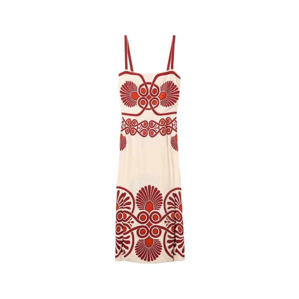 La DoubleJ Buy Me A Martini Dress Medallion Placée Cream in Envers Satin - Dresses - Milanese Maximalist Fashion at Coveti