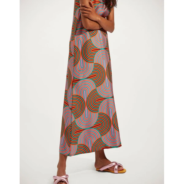 La DoubleJ Chemise Swing Dress Florence Placée Ivory in Silk Twill - Dresses - Milanese Maximalist Fashion at Coveti