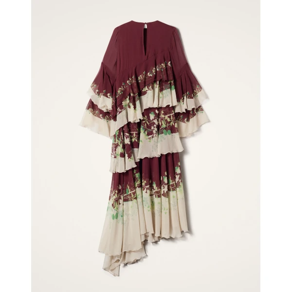 La DoubleJ Chemise Swing Dress Florette Fan Brown in Silk Twill - Dresses - Milanese Maximalist Fashion at Coveti