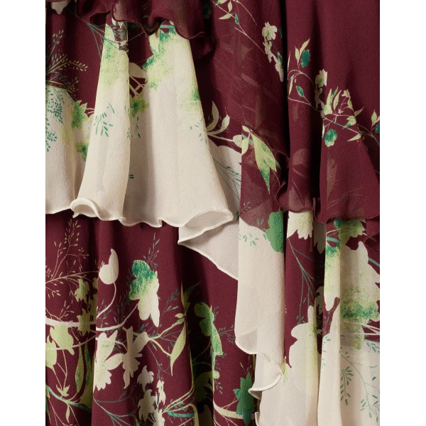 La DoubleJ Chemise Swing Dress Florette Fan Brown in Silk Twill - Dresses - Milanese Maximalist Fashion at Coveti