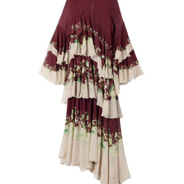 La DoubleJ Chemise Swing Dress Florette Fan Brown in Silk Twill - Dresses - Milanese Maximalist Fashion at Coveti