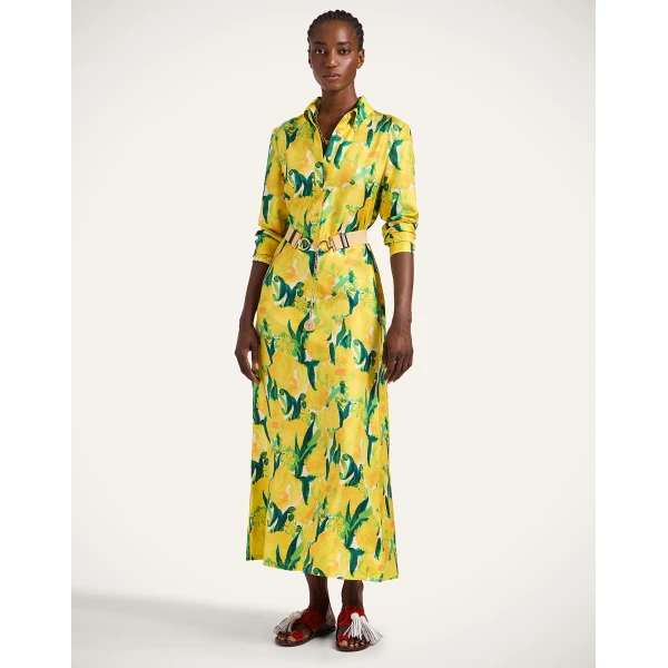La DoubleJ Chemise Swing Dress Zesty Yellow in Silk Twill - Dresses - Milanese Maximalist Fashion at Coveti