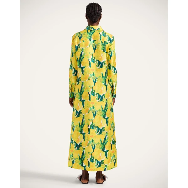 La DoubleJ Chemise Swing Dress Zesty Yellow in Silk Twill - Dresses - Milanese Maximalist Fashion at Coveti