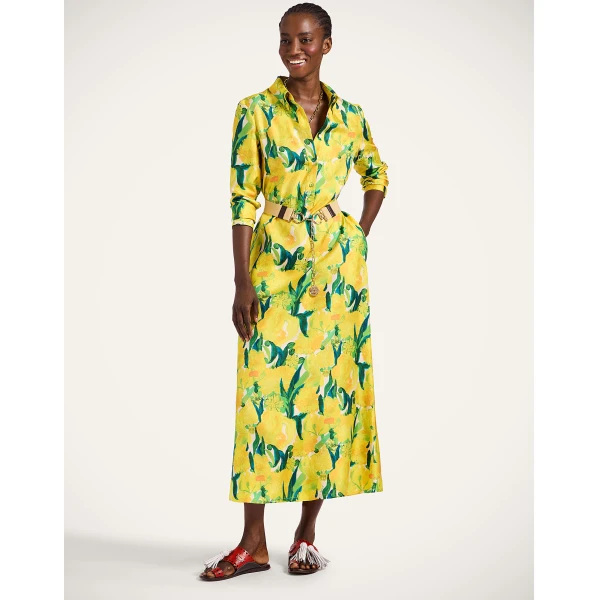 La DoubleJ Chemise Swing Dress Zesty Yellow in Silk Twill - Dresses - Milanese Maximalist Fashion at Coveti