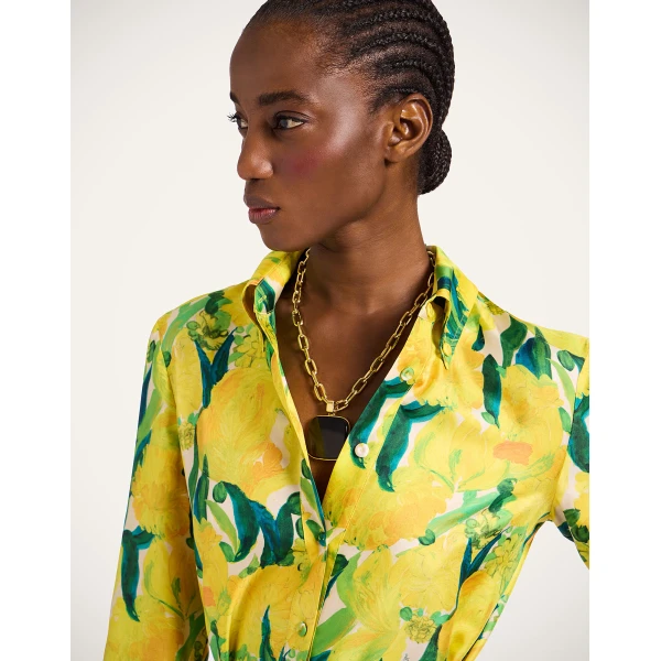 La DoubleJ Chemise Swing Dress Zesty Yellow in Silk Twill - Dresses - Milanese Maximalist Fashion at Coveti