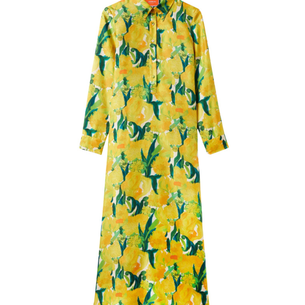La DoubleJ Chemise Swing Dress Zesty Yellow in Silk Twill - Dresses - Milanese Maximalist Fashion at Coveti