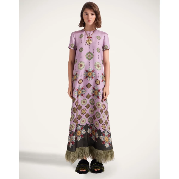 La DoubleJ Cherie Scarf Dress Bounty Placée Navy in Crepe De Chine - Dresses - Milanese Maximalist Fashion at Coveti
