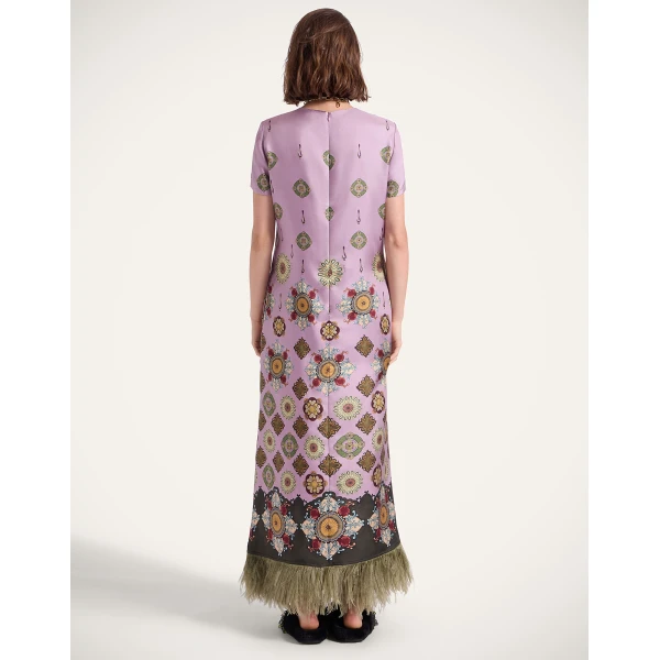 La DoubleJ Cherie Scarf Dress Bounty Placée Navy in Crepe De Chine - Dresses - Milanese Maximalist Fashion at Coveti
