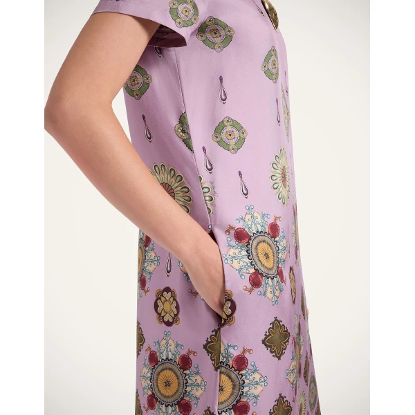 La DoubleJ Cherie Scarf Dress Bounty Placée Navy in Crepe De Chine - Dresses - Milanese Maximalist Fashion at Coveti