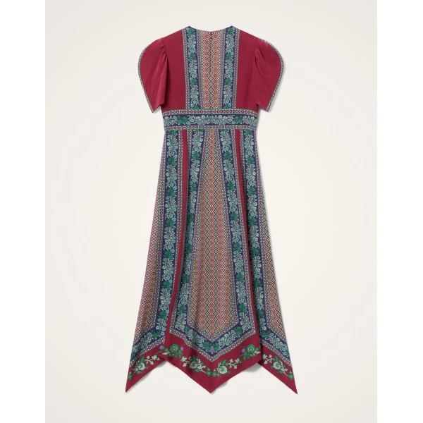 La DoubleJ Cherie Scarf Dress Regalia Placée Red in Crepe De Chine - Dresses - Milanese Maximalist Fashion at Coveti