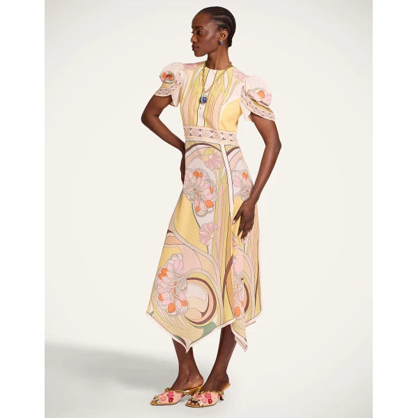 La DoubleJ Cherie Scarf Dress Tulip Placée Pale Pink in Crepe De Chine - Dresses - Milanese Maximalist Fashion at Coveti