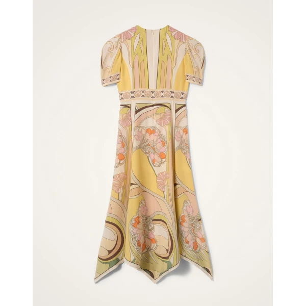 La DoubleJ Cherie Scarf Dress Tulip Placée Pale Pink in Crepe De Chine - Dresses - Milanese Maximalist Fashion at Coveti