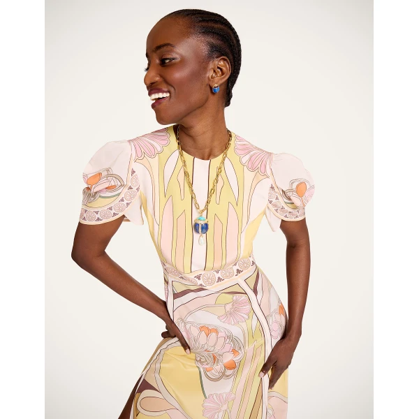 La DoubleJ Cherie Scarf Dress Tulip Placée Pale Pink in Crepe De Chine - Dresses - Milanese Maximalist Fashion at Coveti