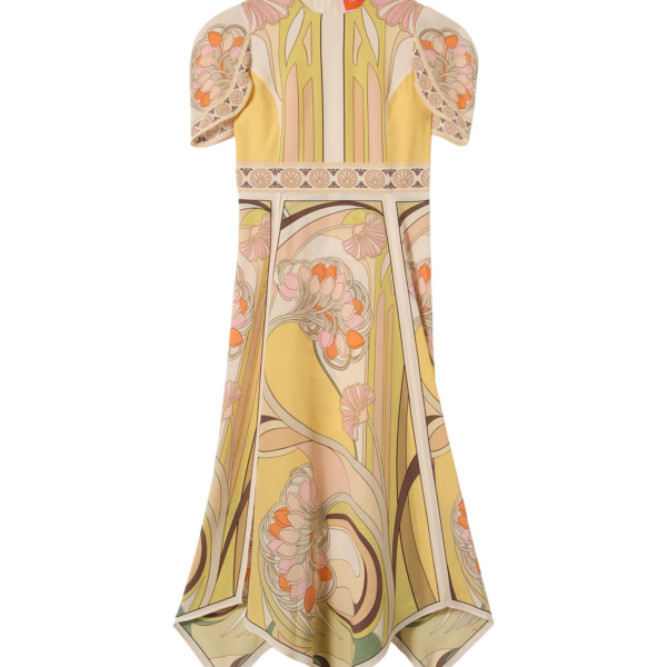La DoubleJ Cherie Scarf Dress Tulip Placée Pale Pink in Crepe De Chine - Dresses - Milanese Maximalist Fashion at Coveti